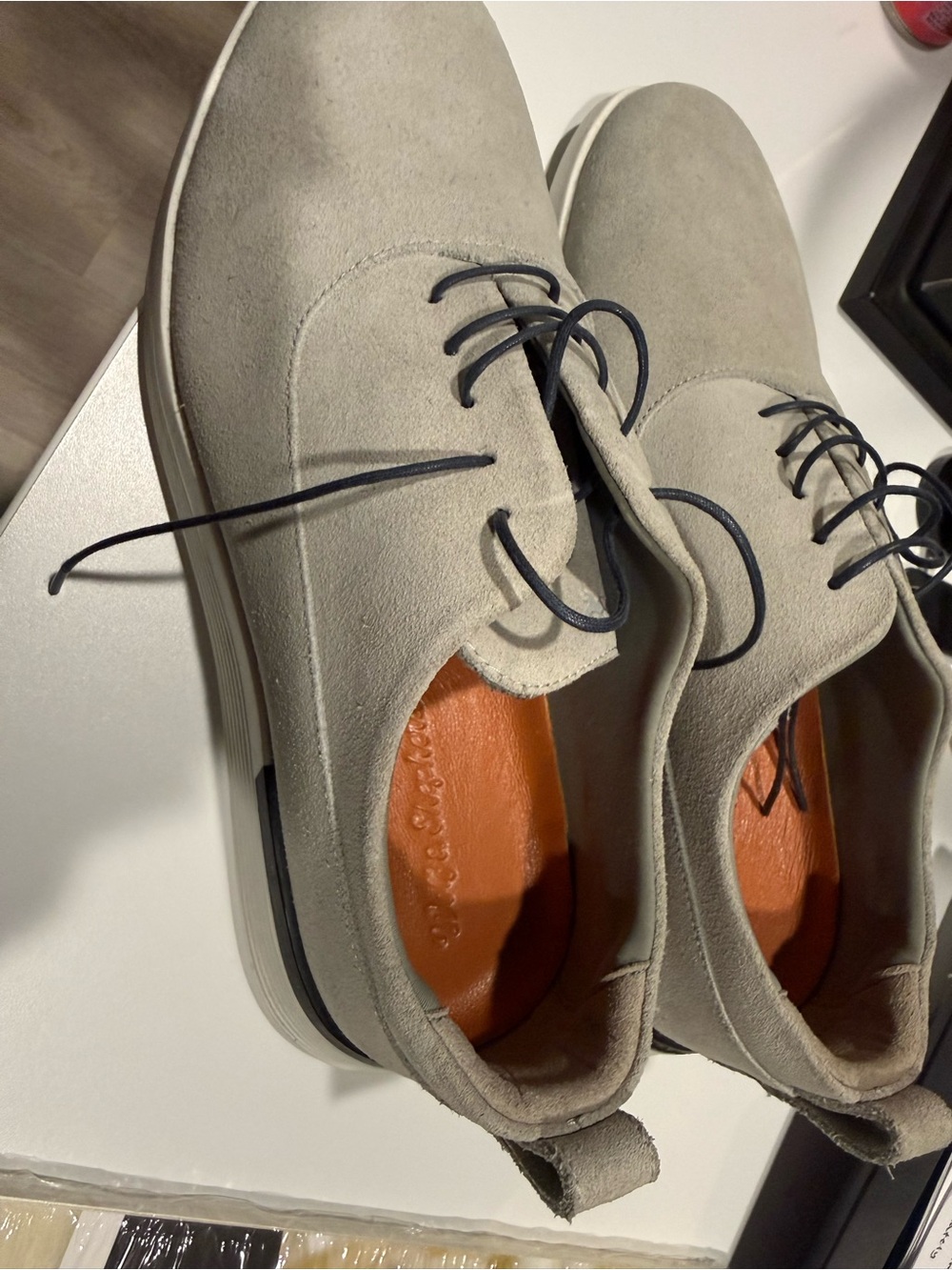 Men's Suede Derby Shoes in Light Gray